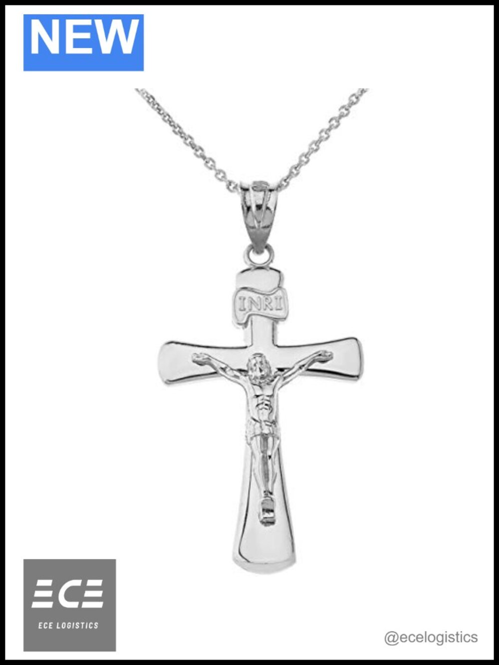 925 Sterling Silver Jesus Crucifix Pendant Necklace 16"